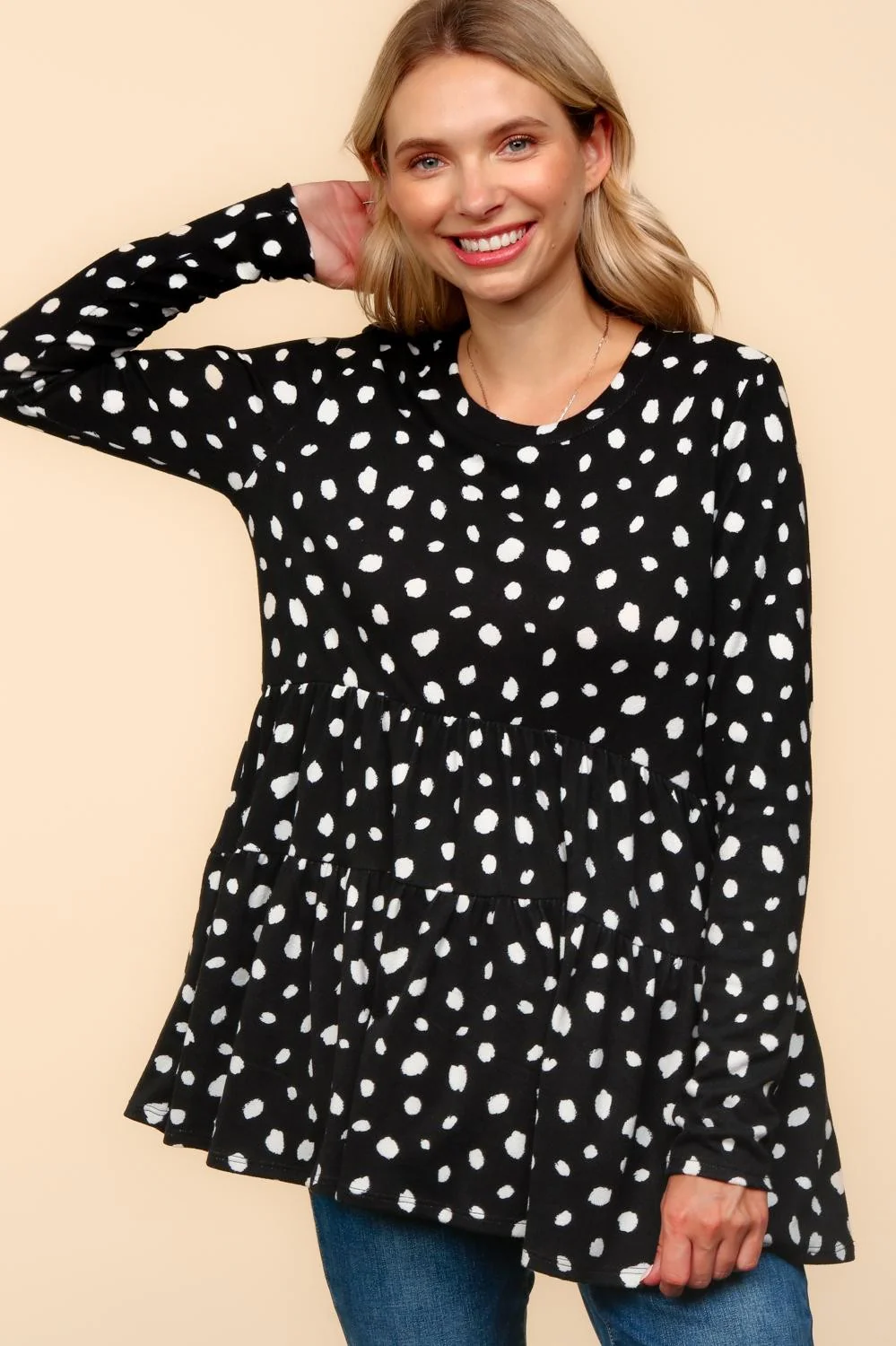 BABYDOLL SOFT BRUSHED SWEATER HACCI KNIT TOP