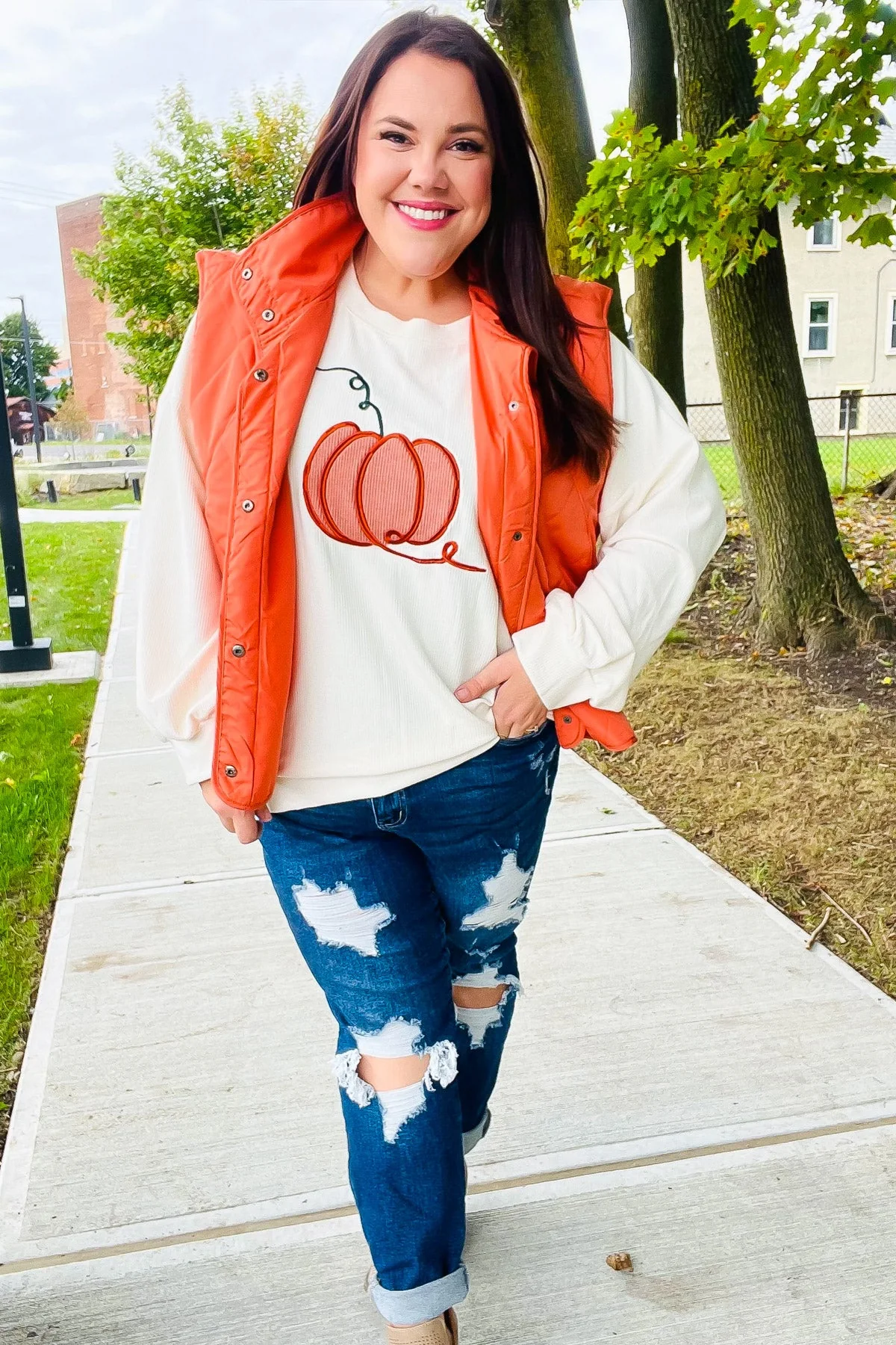 Weekend Ready Rust High Neck Snap Button Quilted Puffer Vest (Open Pack)