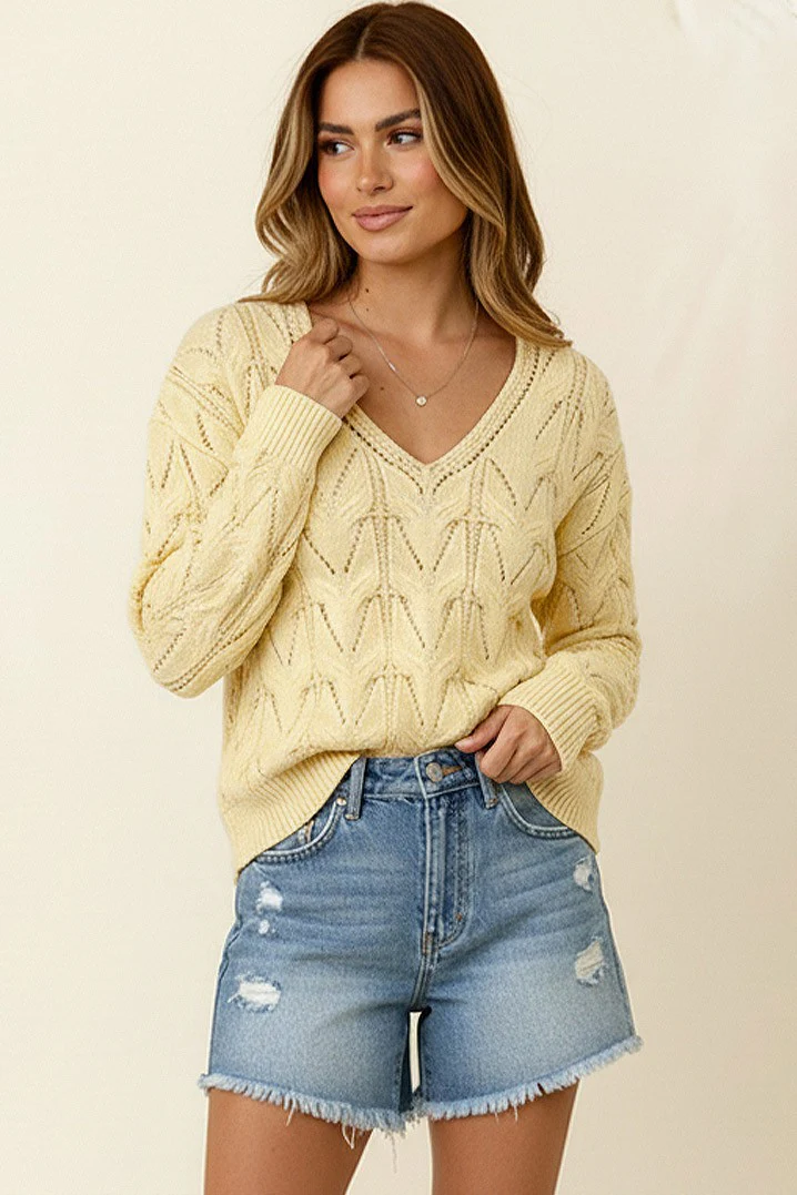 PLUS VANILLA PATTERNED SWEATER KNIT TOP