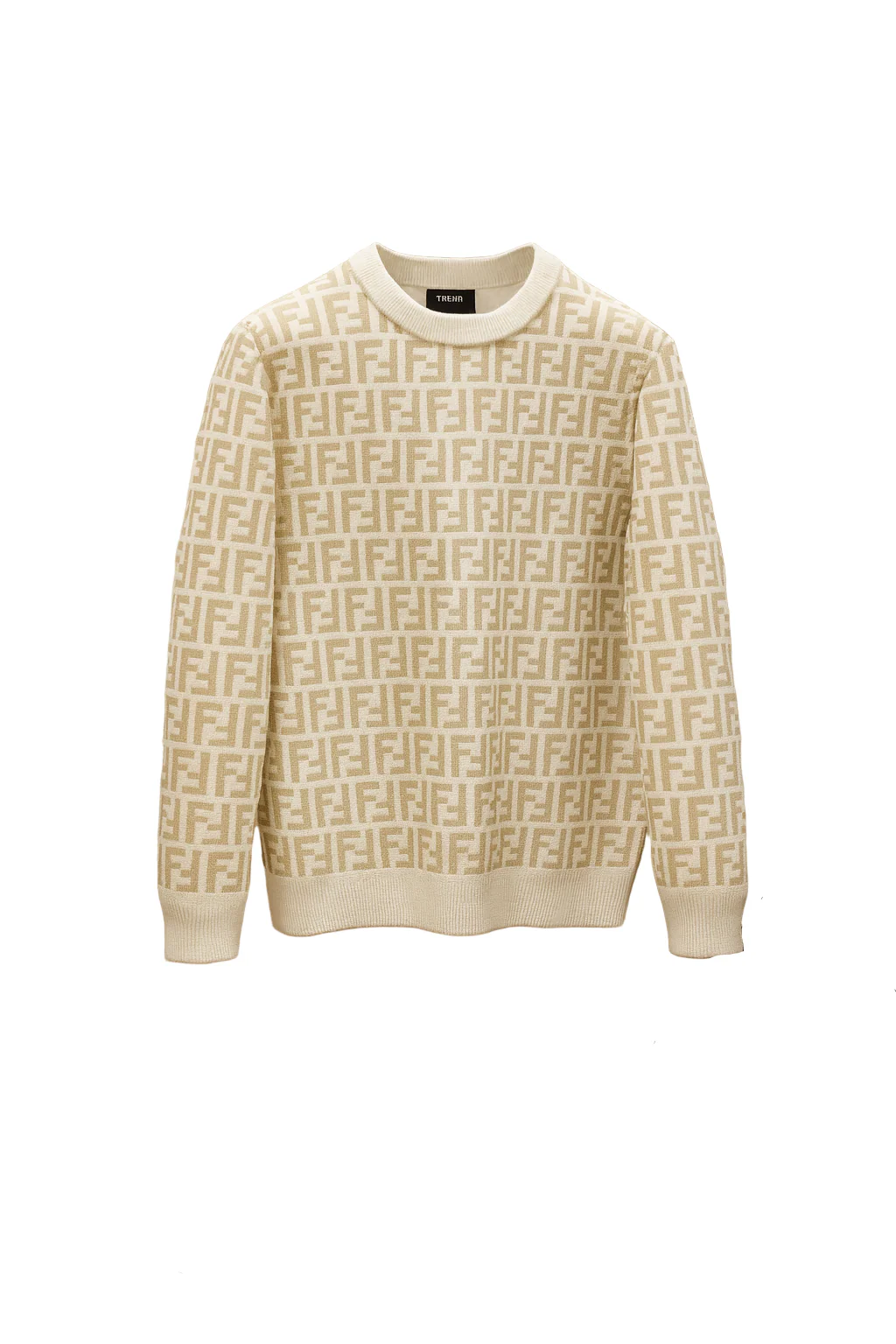 Beige and White Monogram Knit Sweater