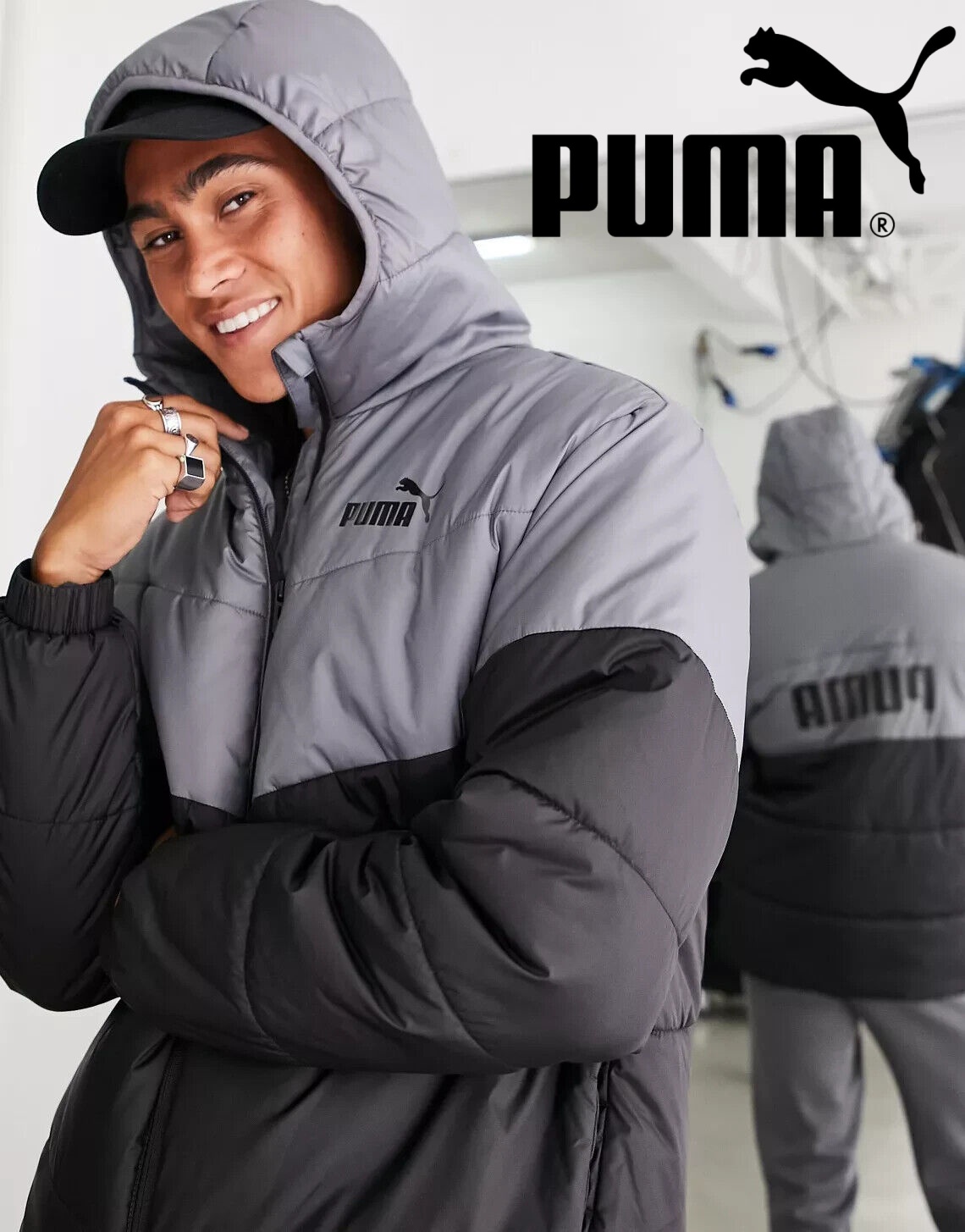 Jachetă de puf căptușită  MS neagră și gri Jachetă antrenor subțire costum pilot bărbați