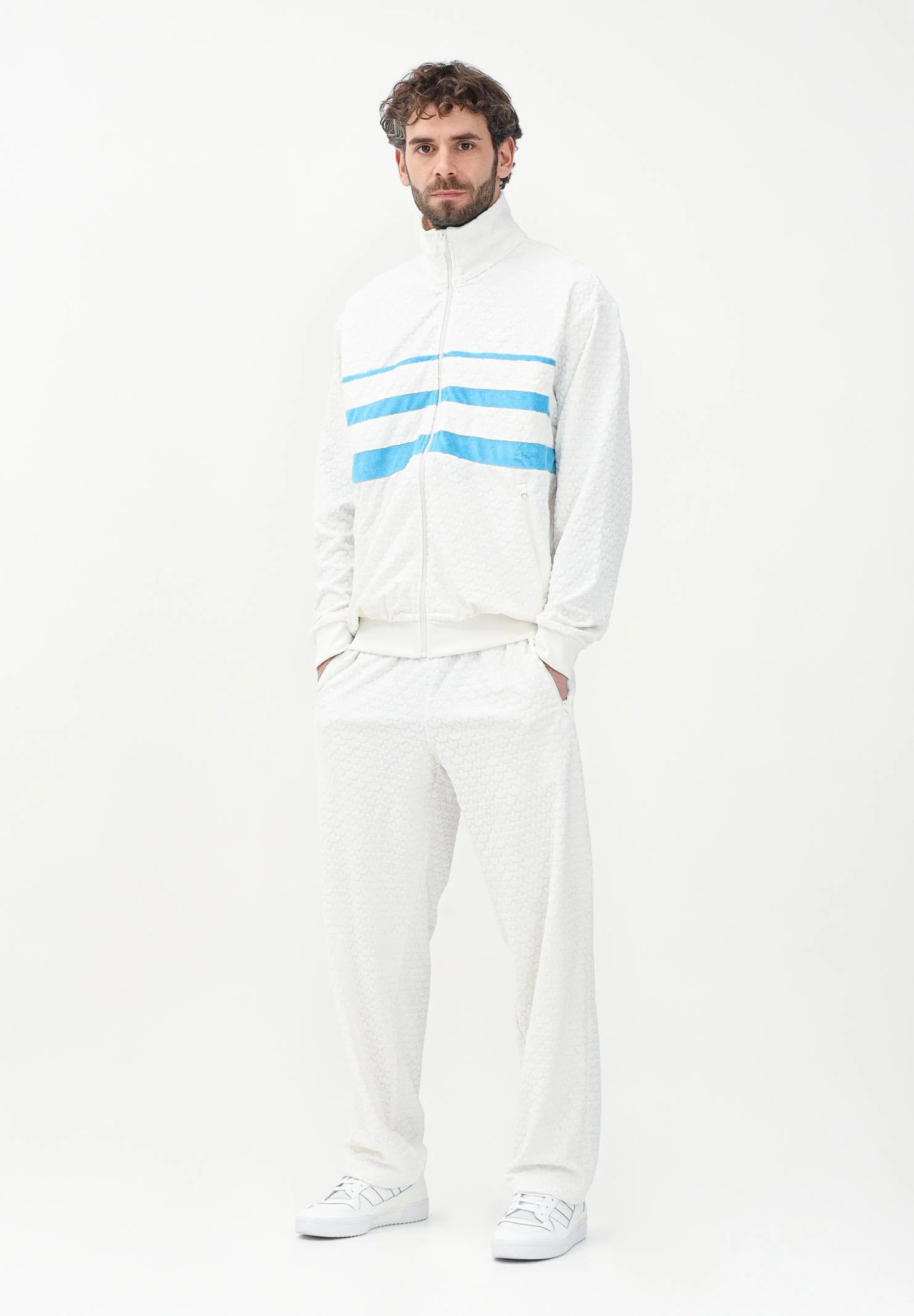 Men's White Monogram Track Pants