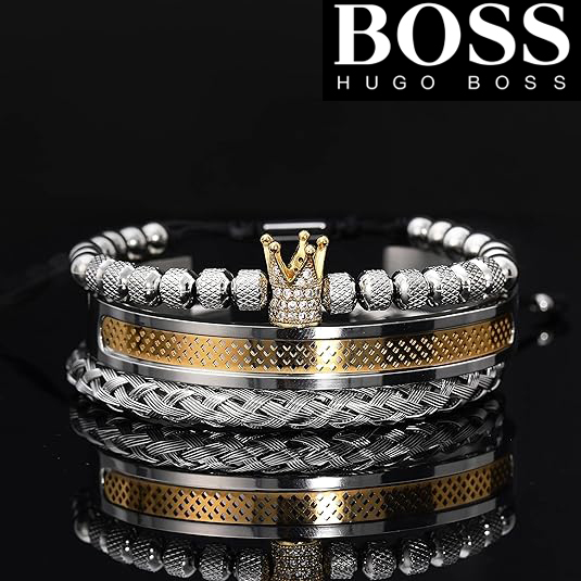 3 PCS Adjustable Cuff Bangle Bracelet for Men