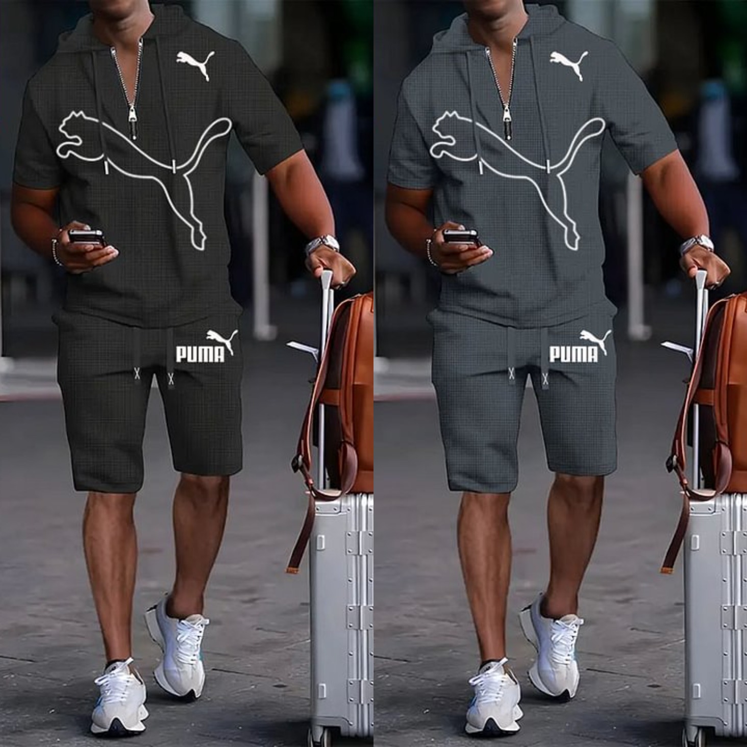 PUMA Letni Komplet Sportowy dla Mężczyzn z Kapturem i Krótkim Rękawem, Wszechstronny Zestaw Dwuczęściowy 2025