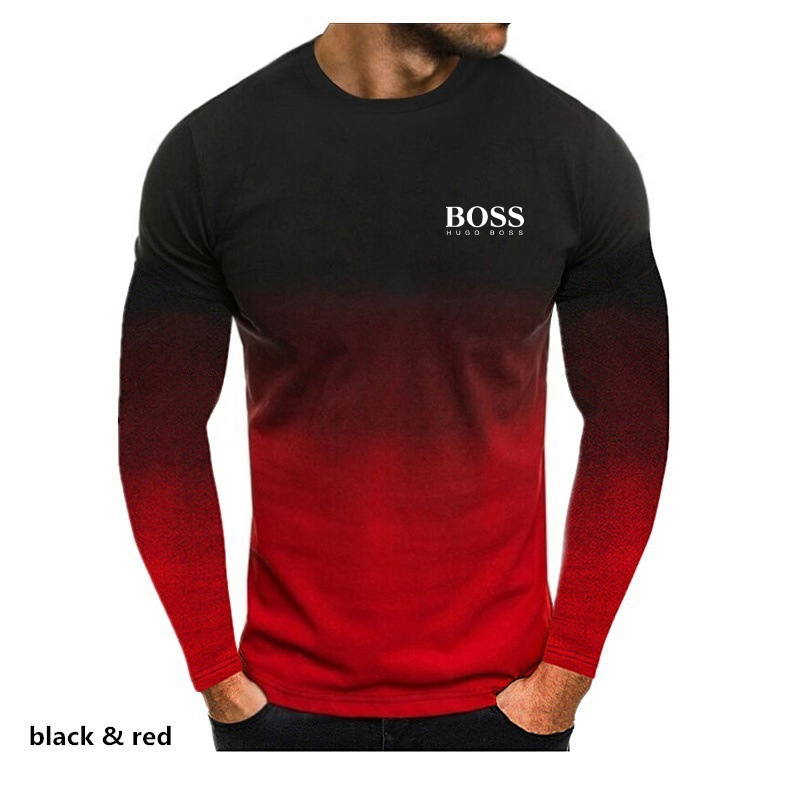 Men's Slim Fit Long Sleeve Round Neck T-Shirt
