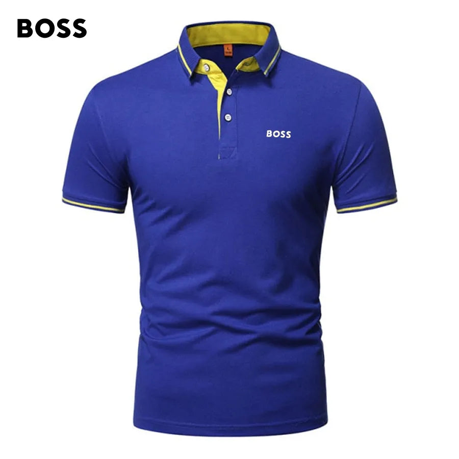 Men's Patchwork Printed Short Sleeve POLO T-Shirt