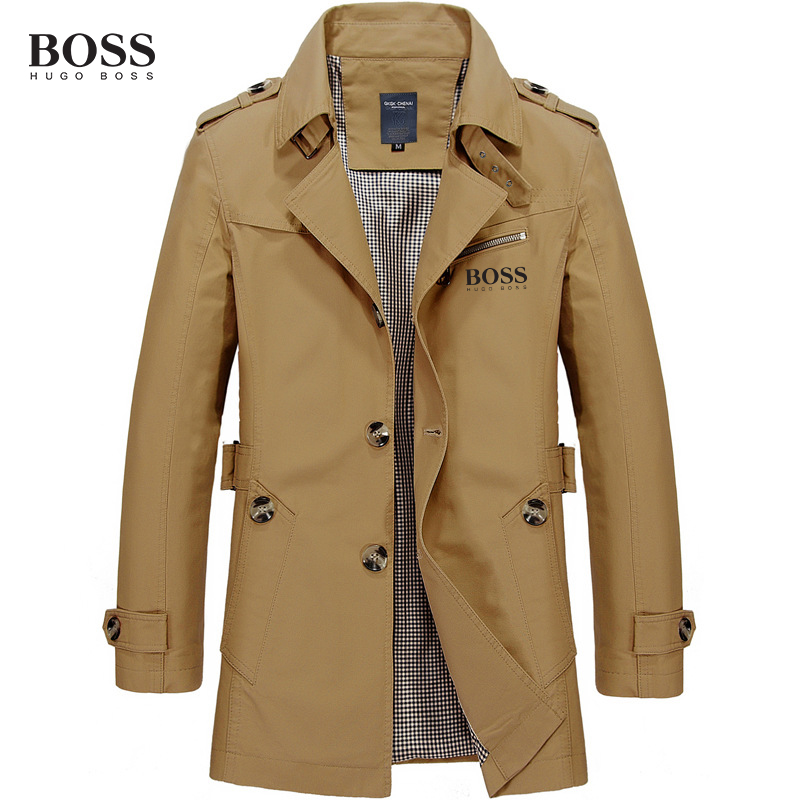 Men's Classic Trench Coat with Pocket