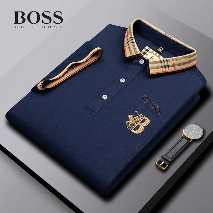 Men's summer embroidered short-sleeved POLO shirt