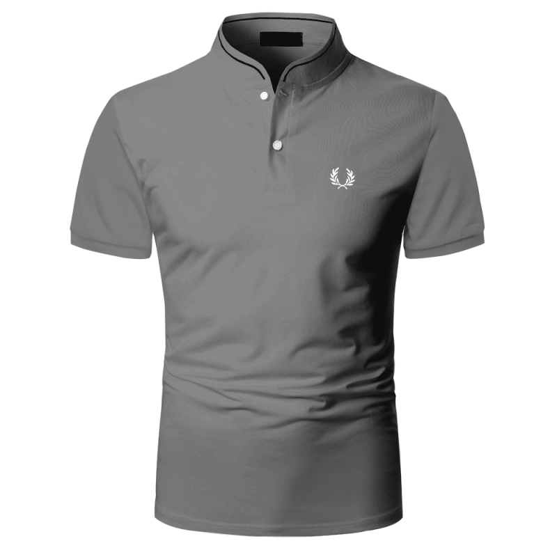 Men's solid color casual short-sleeved polo shirt