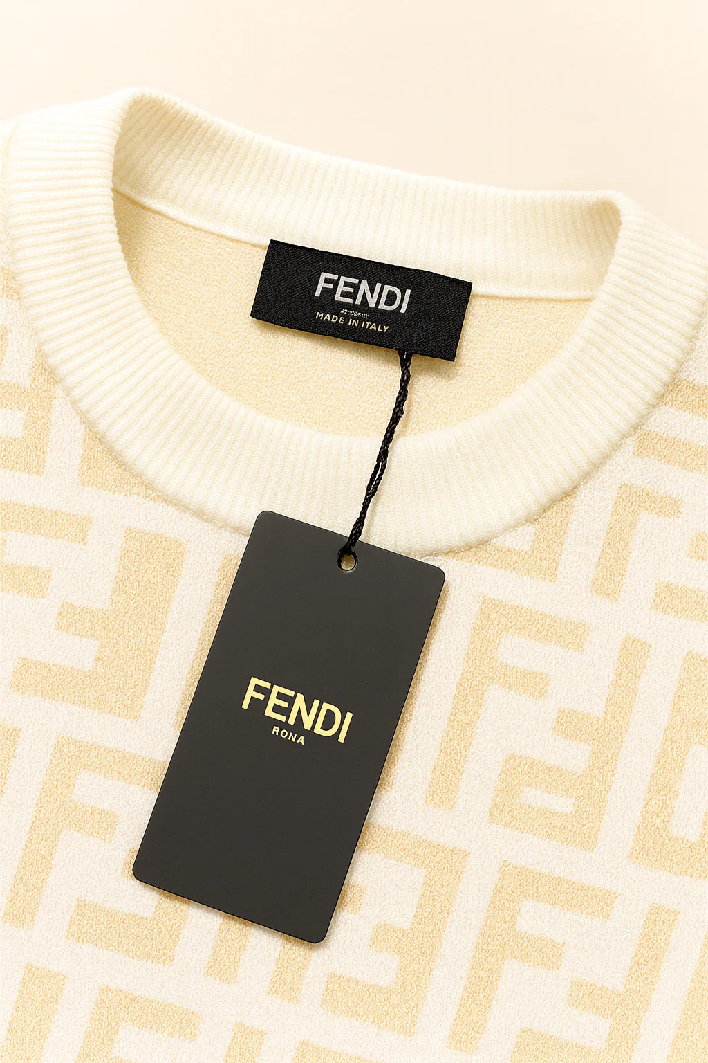 Beige and White Monogram Knit Sweater