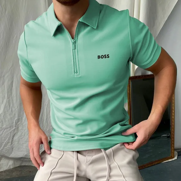 Men's casual loose short-sleeved polo shirt