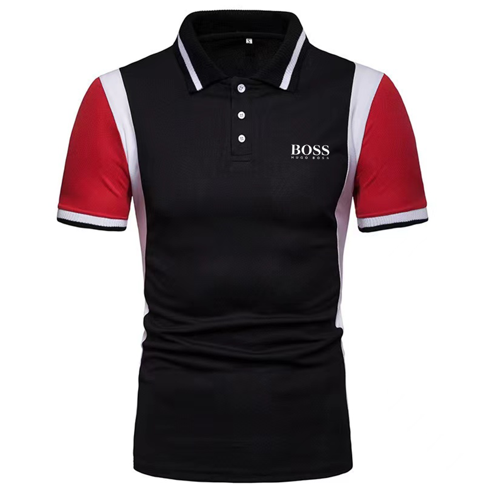 Men's Color Block Casual Short Sleeve Polo Shirt