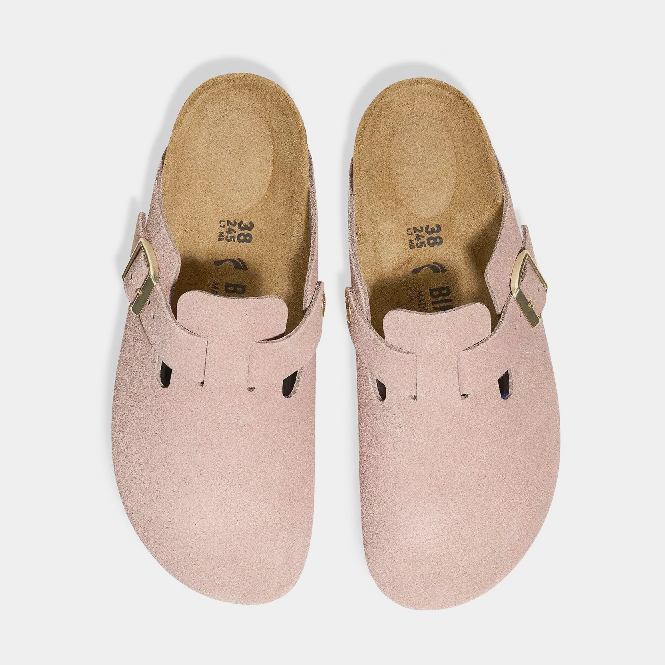 Boston Suede Leather Womens Sandals (Pink/Gold)