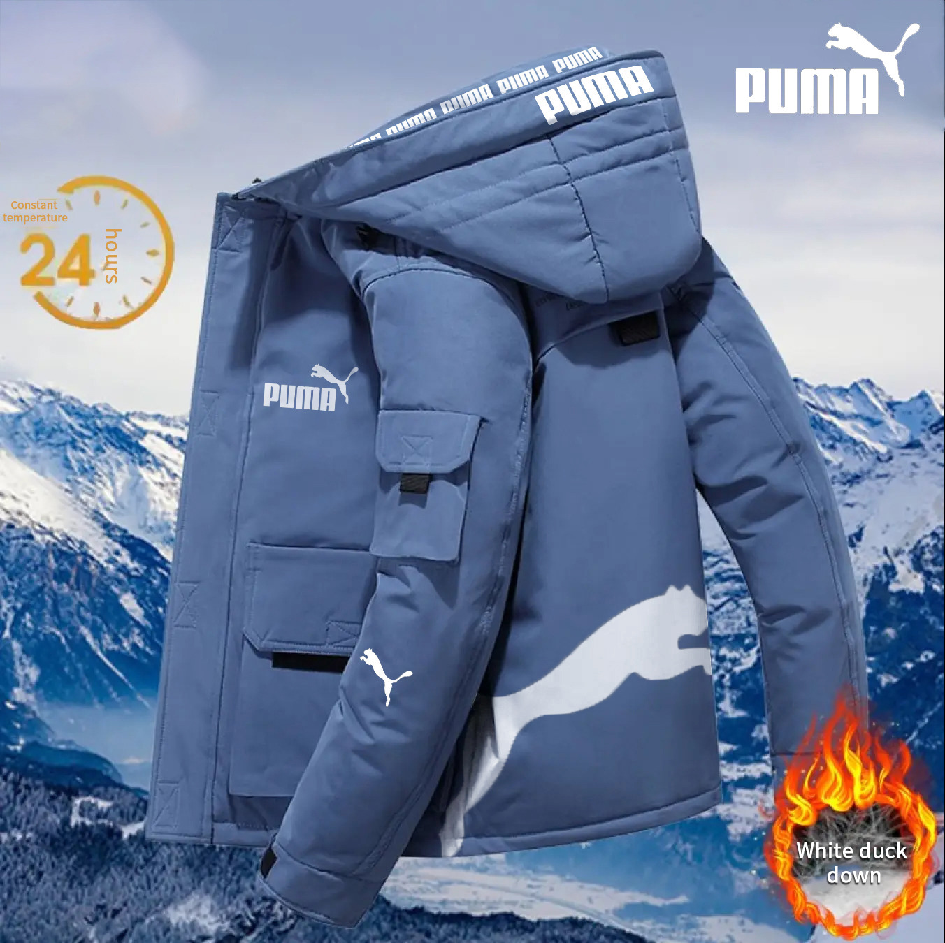 autumn and winter sports new white duck down detachable hood down jacket