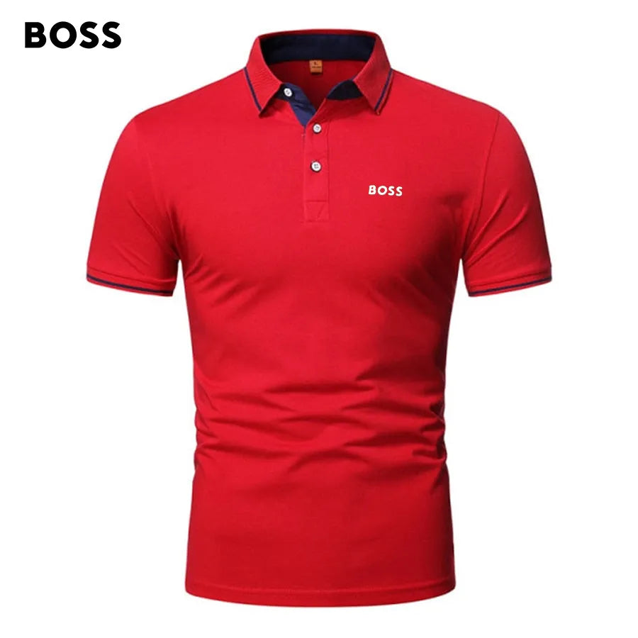 Men's Patchwork Printed Short Sleeve POLO T-Shirt