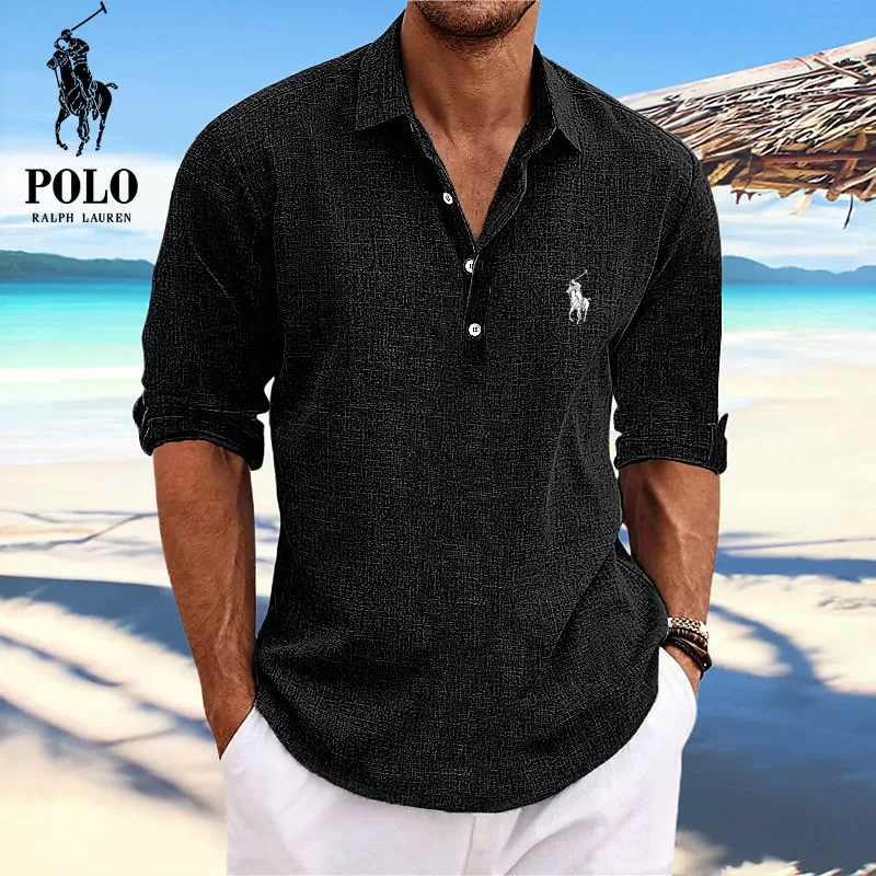 Ralph Lauren™ Men's Lapel Beach Long Sleeve Shirt