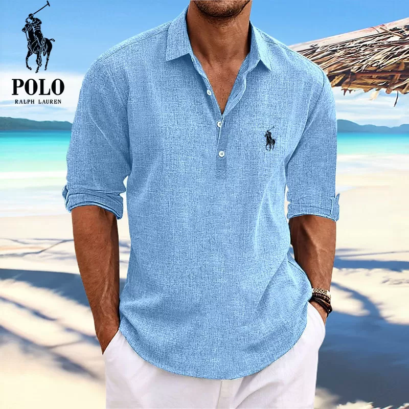 Ralph Lauren™ Men's Lapel Beach Long Sleeve Shirt