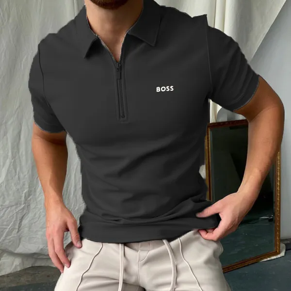 Men's casual loose short-sleeved polo shirt