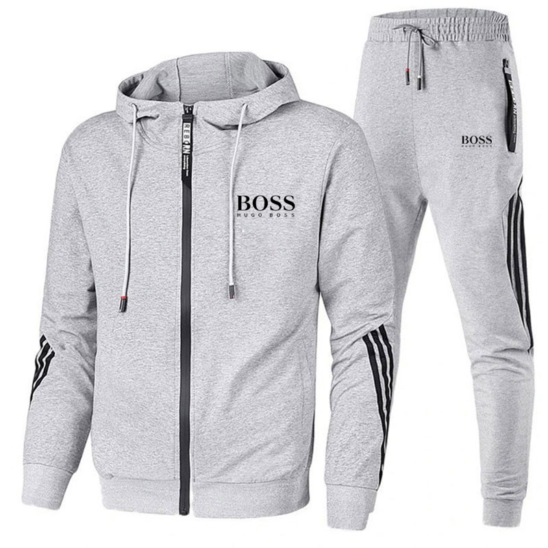 Hooded Slim Striped Stitching Sports Suit Hooded Sweater Casual Set