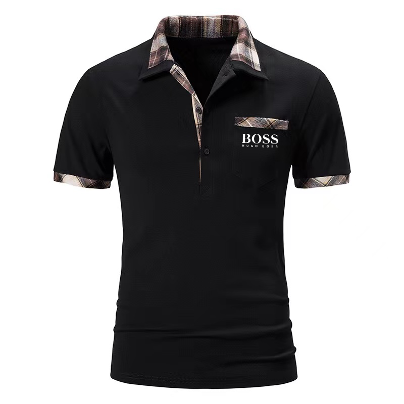 Men's Casual Check Short Sleeve Polo