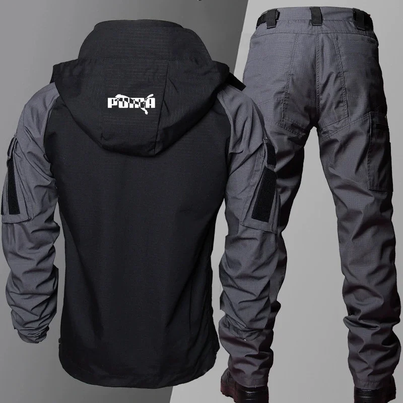 PUMA-2025 Nowy komplet jesień-zima męska kurtka pilotka z kapturem (bluza + spodnie)