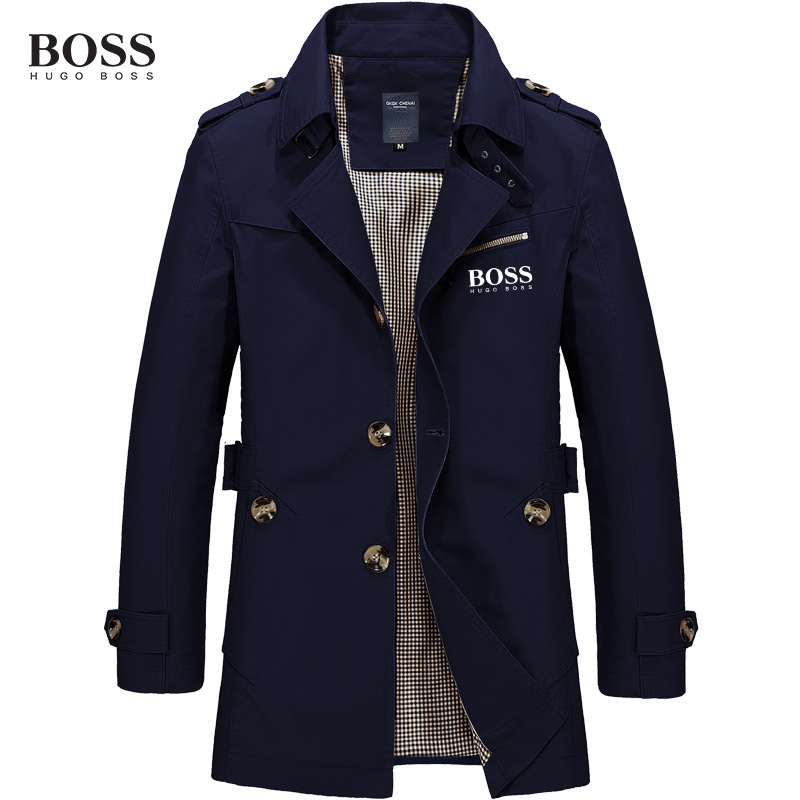 Men's Classic Trench Coat with Pocket
