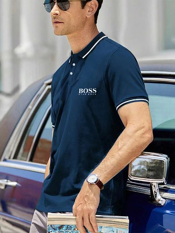 Men Casual Contrast Trim Polo Shirt