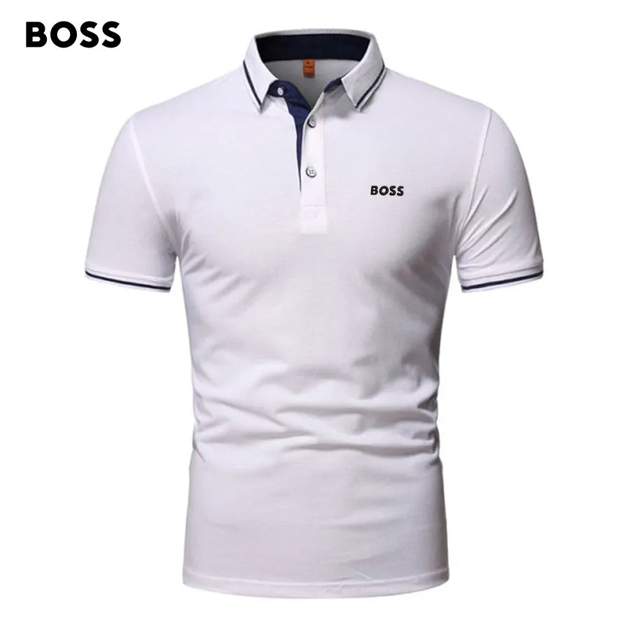 Men's Patchwork Printed Short Sleeve POLO T-Shirt