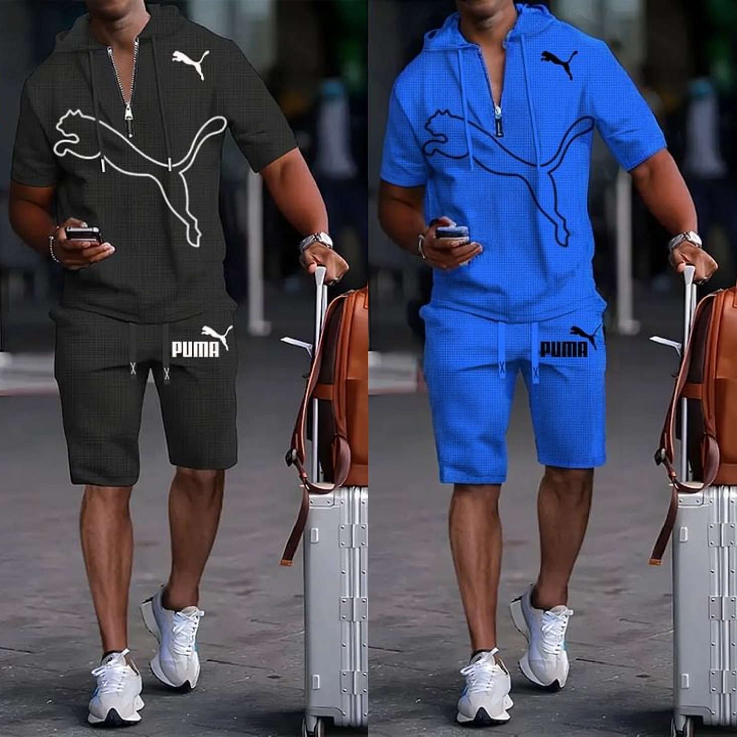 PUMA Letni Komplet Sportowy dla Mężczyzn z Kapturem i Krótkim Rękawem, Wszechstronny Zestaw Dwuczęściowy 2025