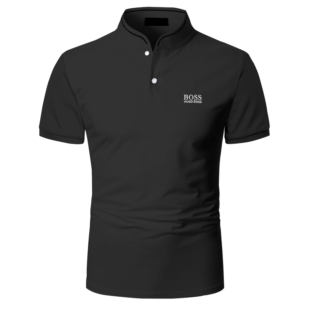 Solid color men's casual short-sleeved polo shirt