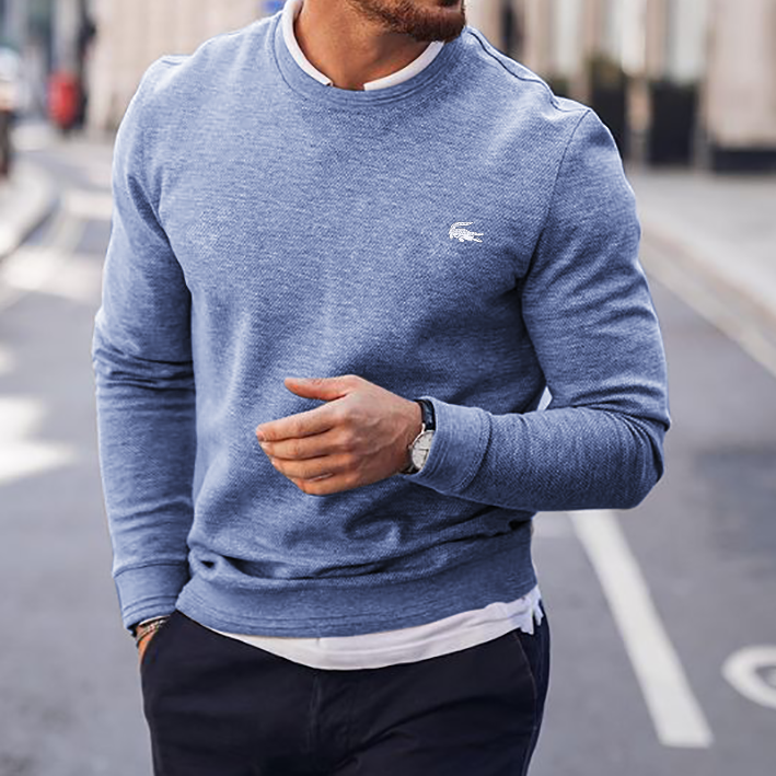 Men's solid color pullover sweater tops