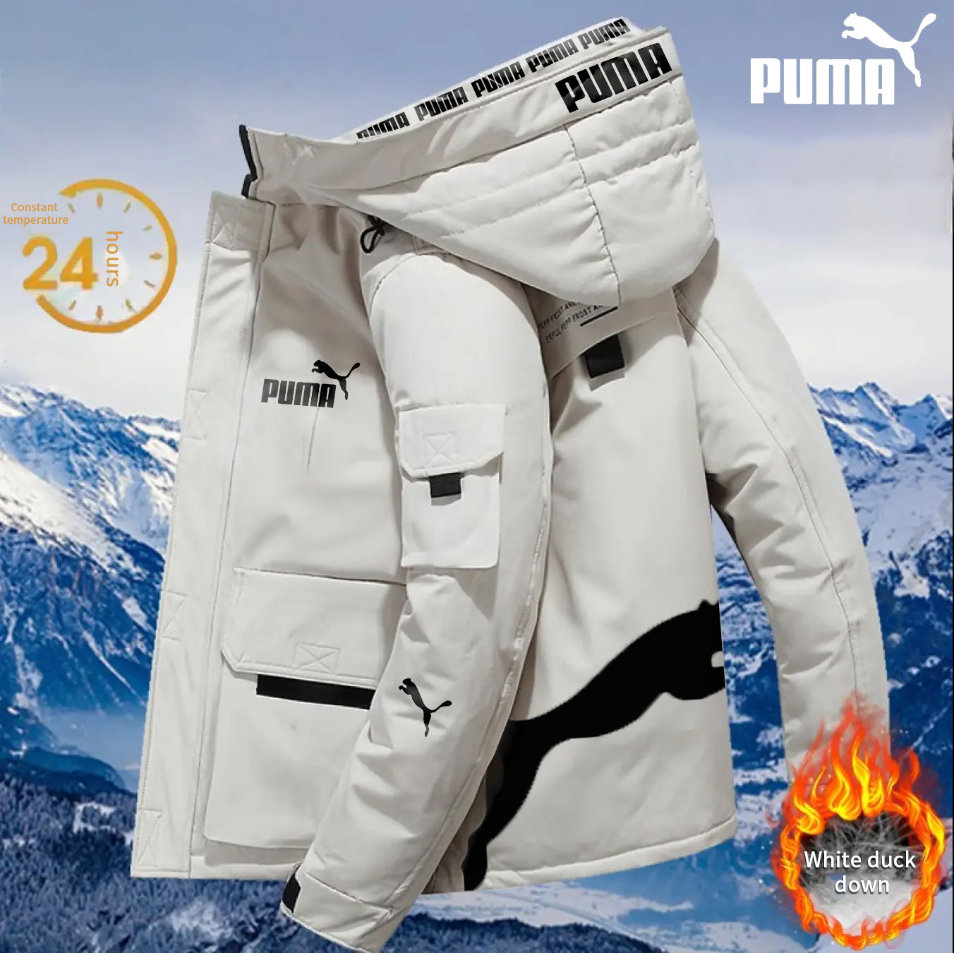autumn and winter sports new white duck down detachable hood down jacket