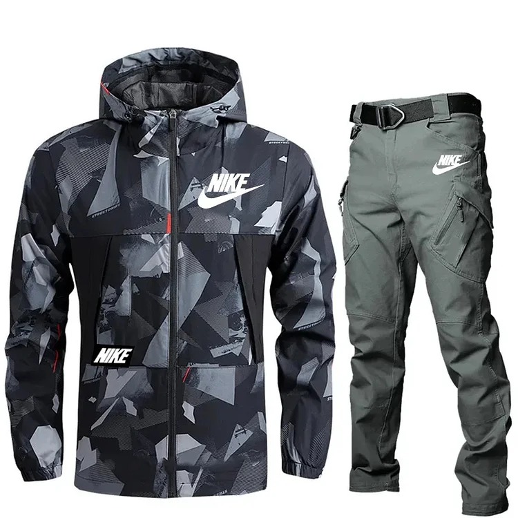 Nike 2025 Winter Men's Fashion Sports Style Tactical Jacket Pants Set