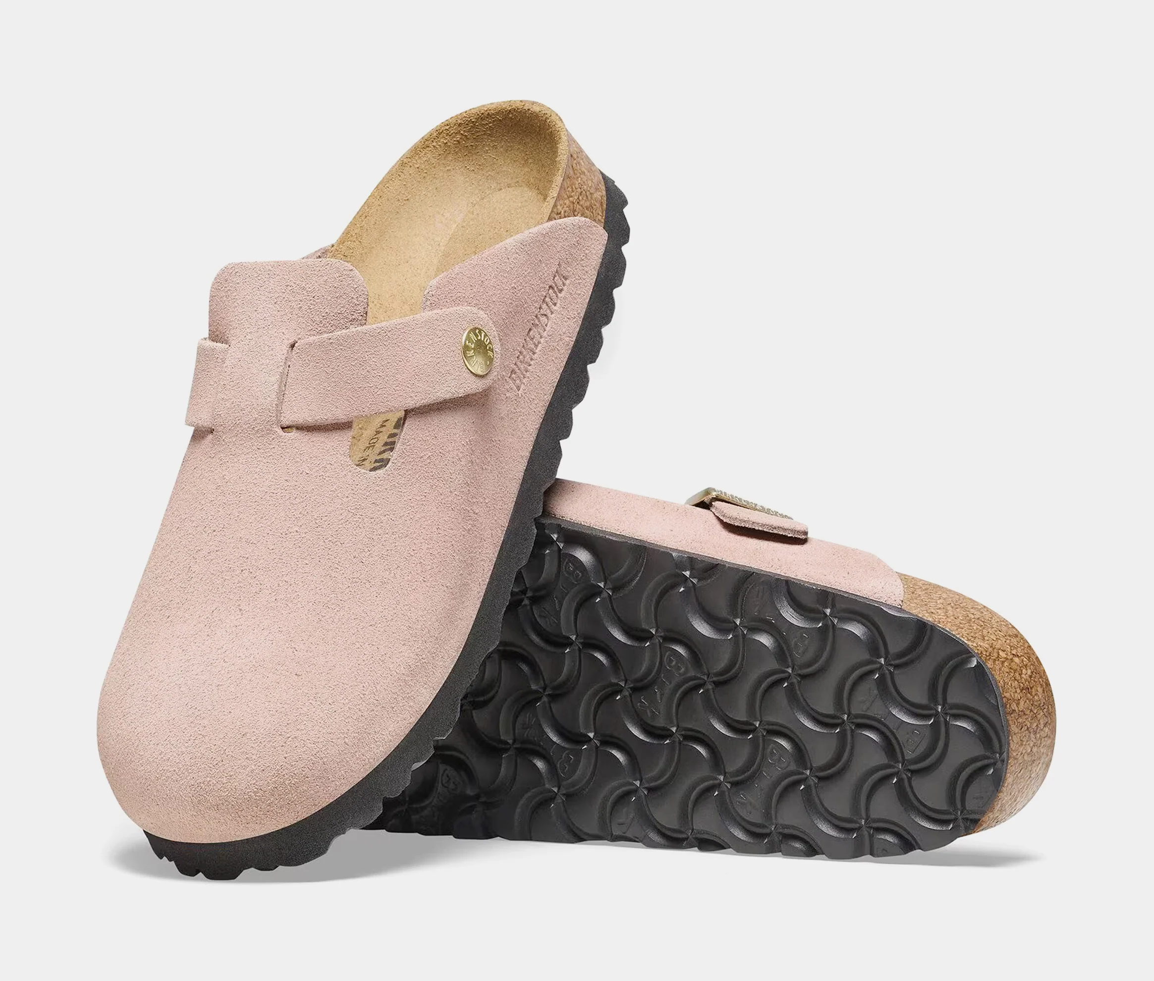 Boston Suede Leather Womens Sandals (Pink/Gold)