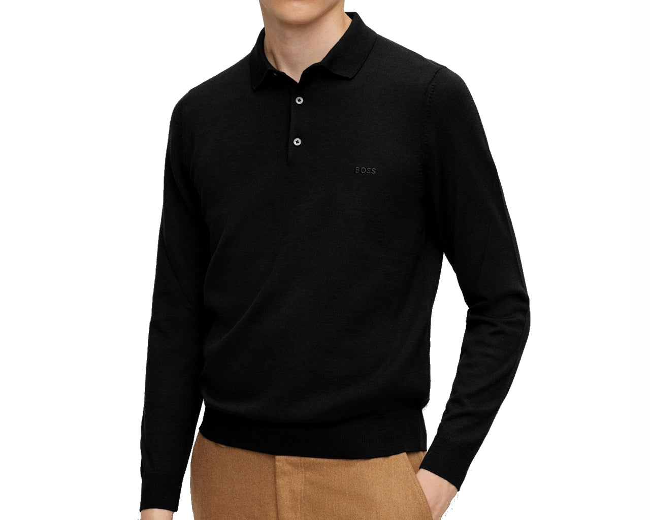 Bono L 50476357 Virgin Wool Polo Shirt Black