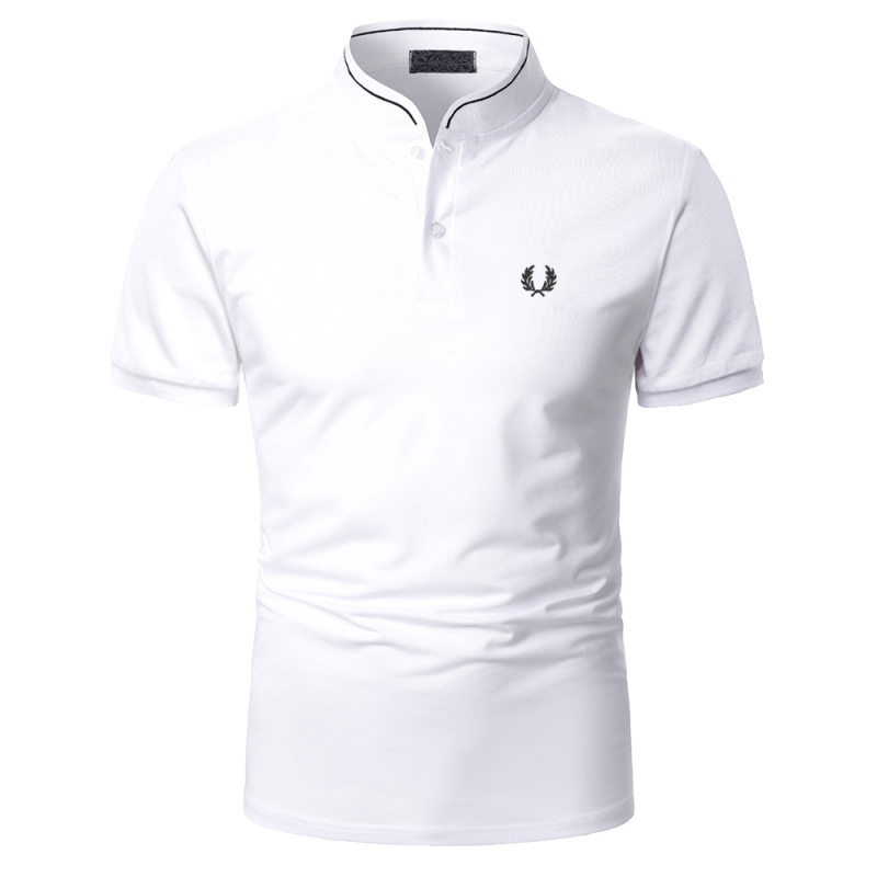 Men's solid color casual short-sleeved polo shirt