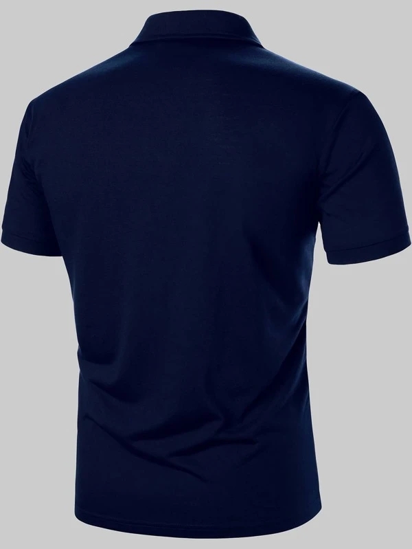 Men Contrast Panel Polo Shirt