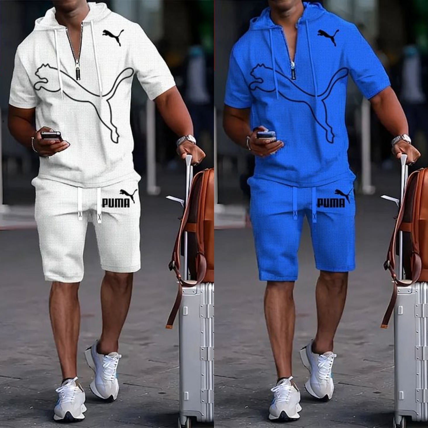 PUMA Letni Komplet Sportowy dla Mężczyzn z Kapturem i Krótkim Rękawem, Wszechstronny Zestaw Dwuczęściowy 2025