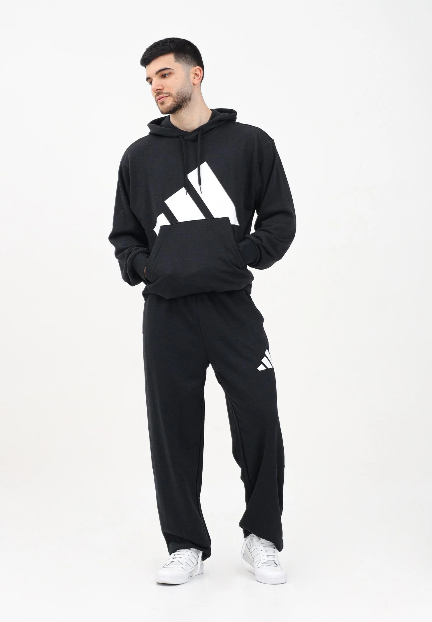 ADIDAS PERFORMANCE Essentials Wide Leg 3 Bar Logo Track Pants Black Men