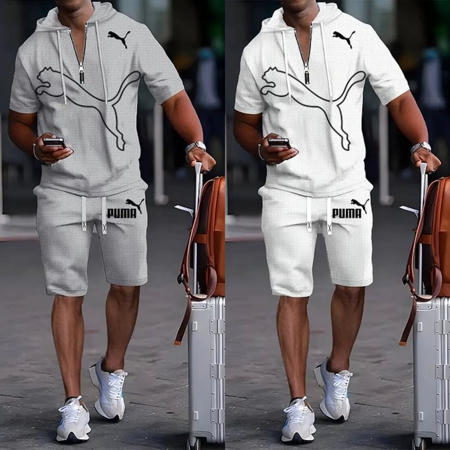 PUMA Letni Komplet Sportowy dla Mężczyzn z Kapturem i Krótkim Rękawem, Wszechstronny Zestaw Dwuczęściowy 2025