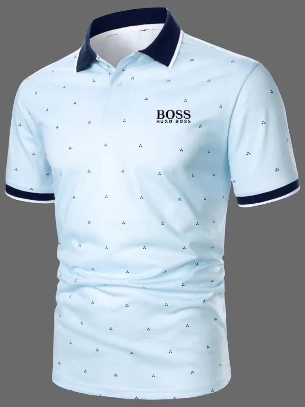 Men's casual loose short-sleeved polo shirt