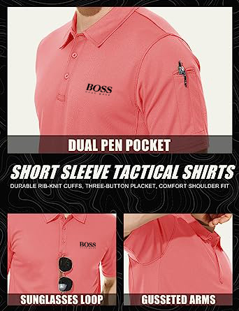 Men's Polo Shirt Quick Dry Performance Short Sleeve Tactical Shirt