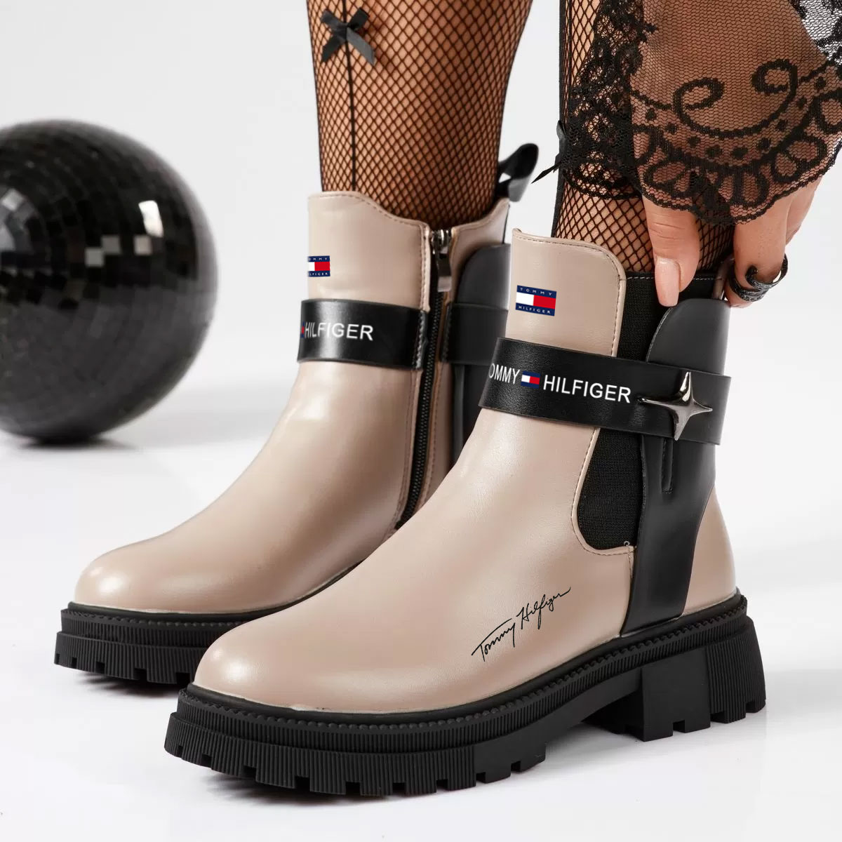 2023 Zimowe wodoodporne buty damskie ze skóry i aksamitu