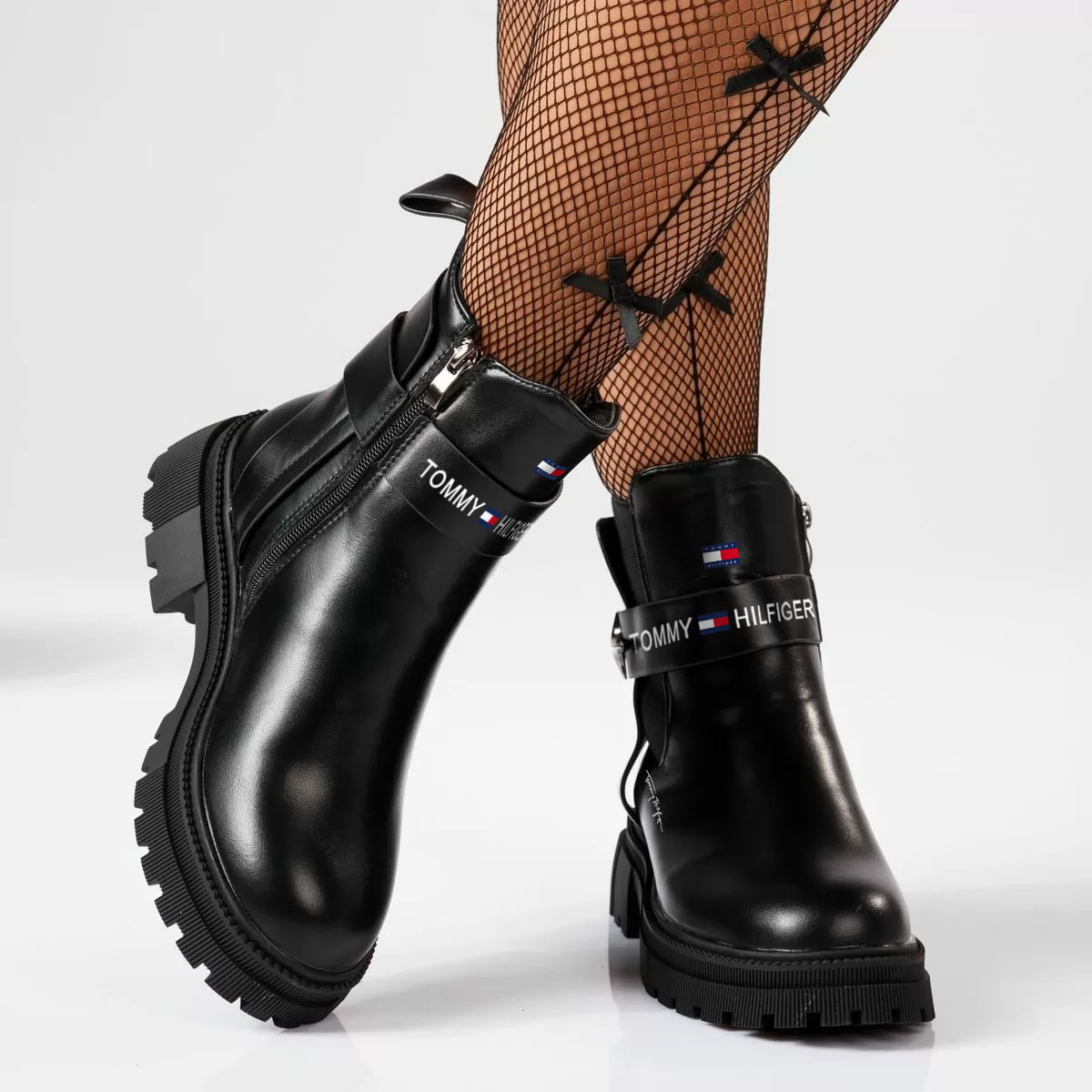 2023 Zimowe wodoodporne buty damskie ze skóry i aksamitu