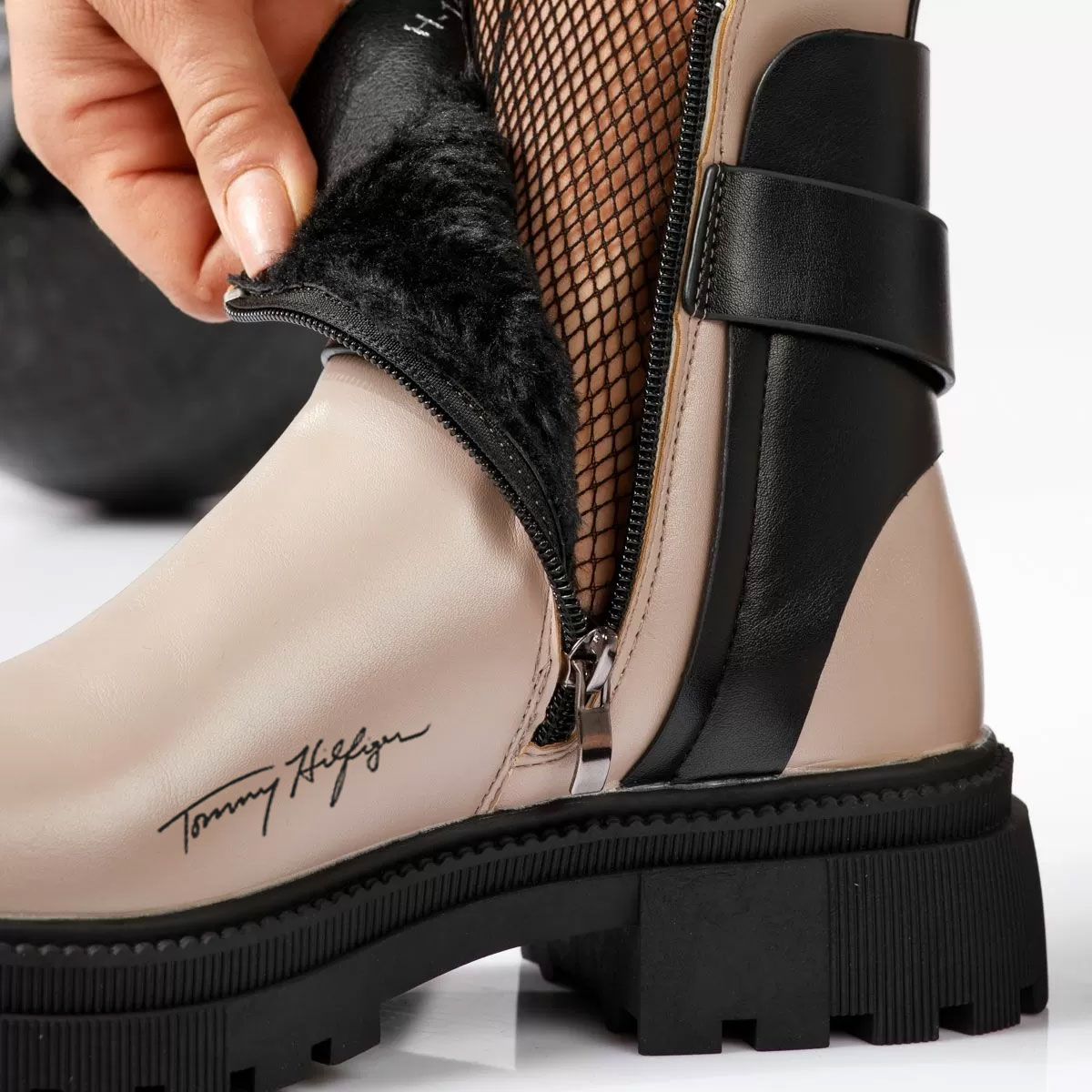 2023 Zimowe wodoodporne buty damskie ze skóry i aksamitu