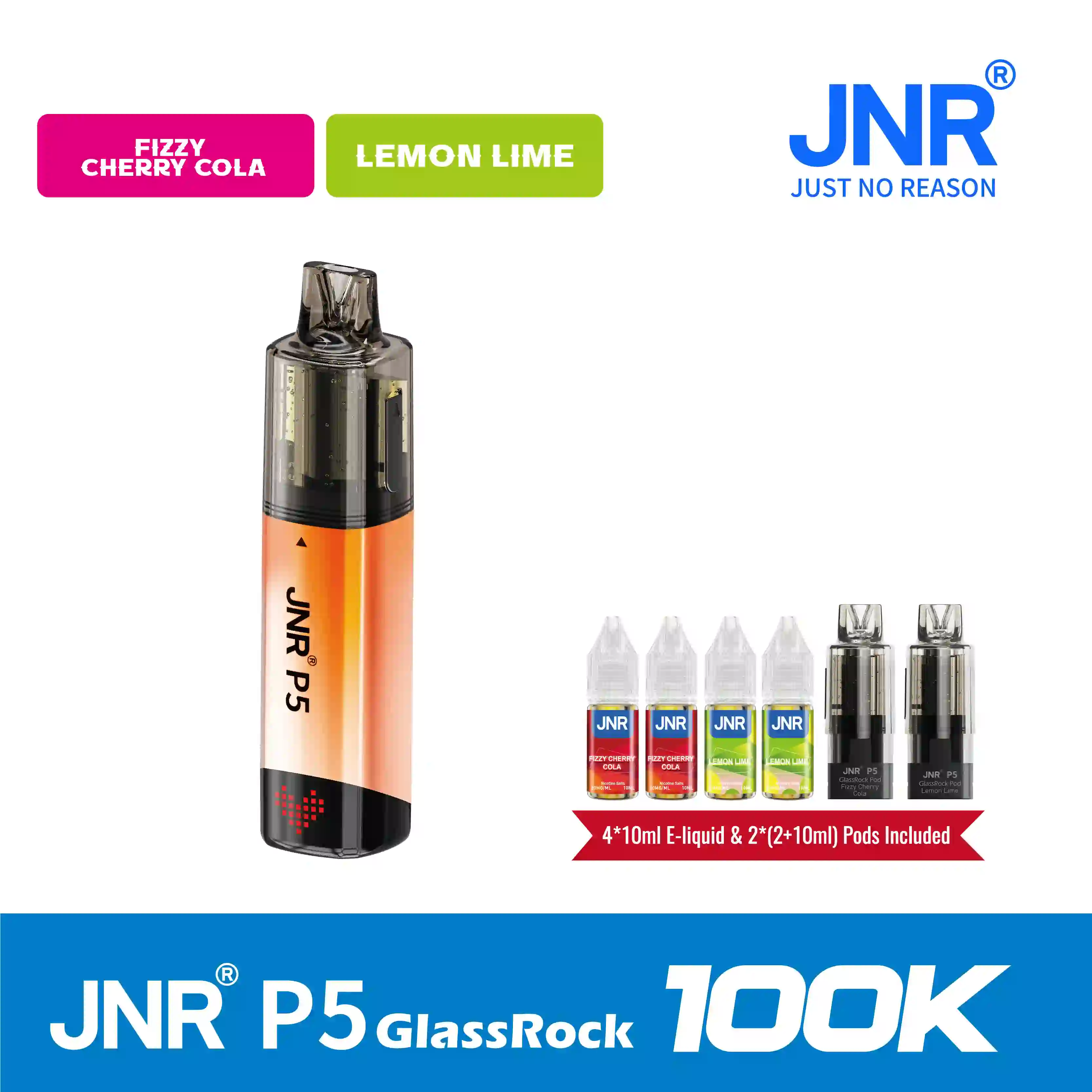 JNR P5 GlassRock 100K Puffs Kit Replaceable Pod Vape