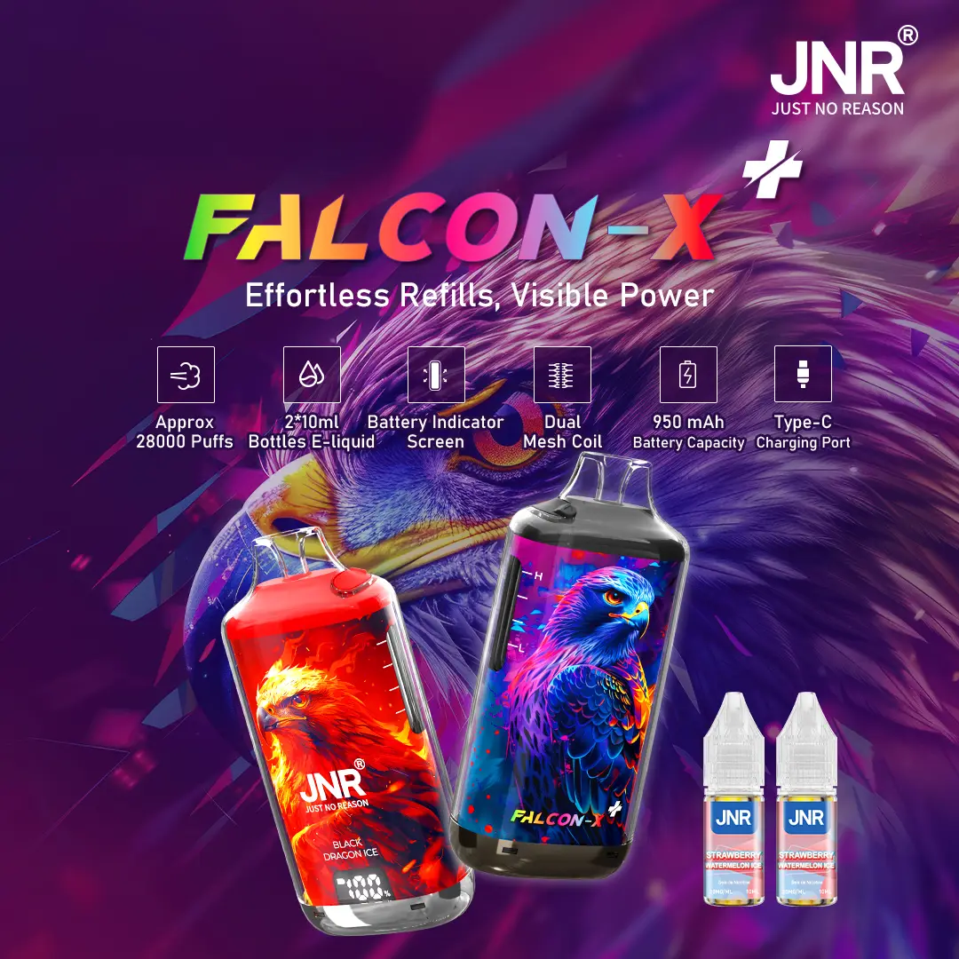 JNR Falcon X⁺ (Falcon X Plus) 28000 Puffs - Kit Pod Remplissable et Rechargeable