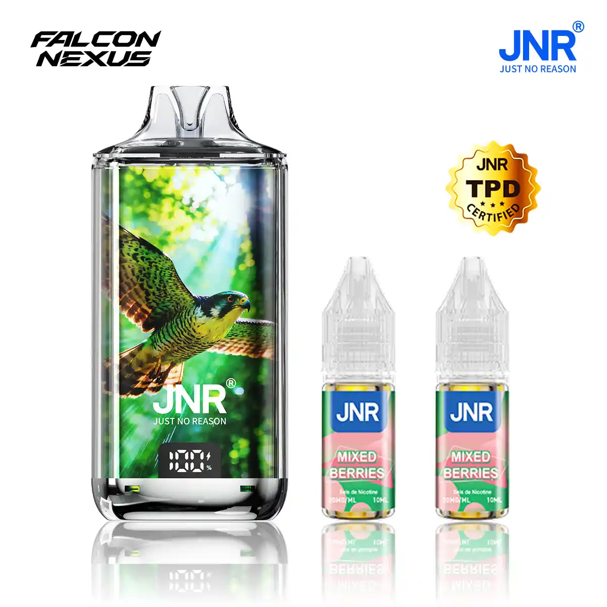 JNR Falcon Nexus 40000 Puffs - Kit Pod Amovible, Remplissable & Réservoir Transparent