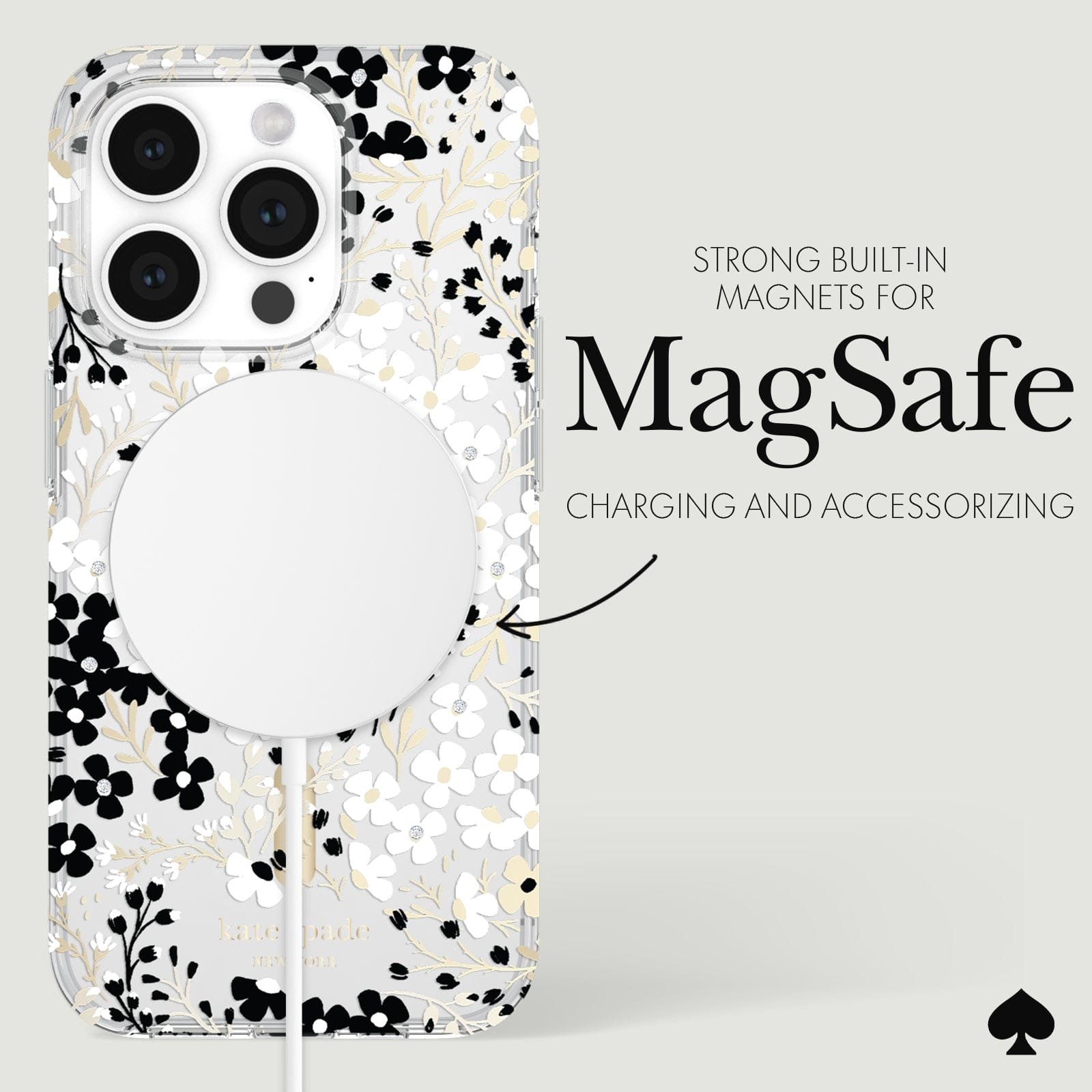 kate spade new york Multi Floral Black and White MagSafe – iP 15 Pro