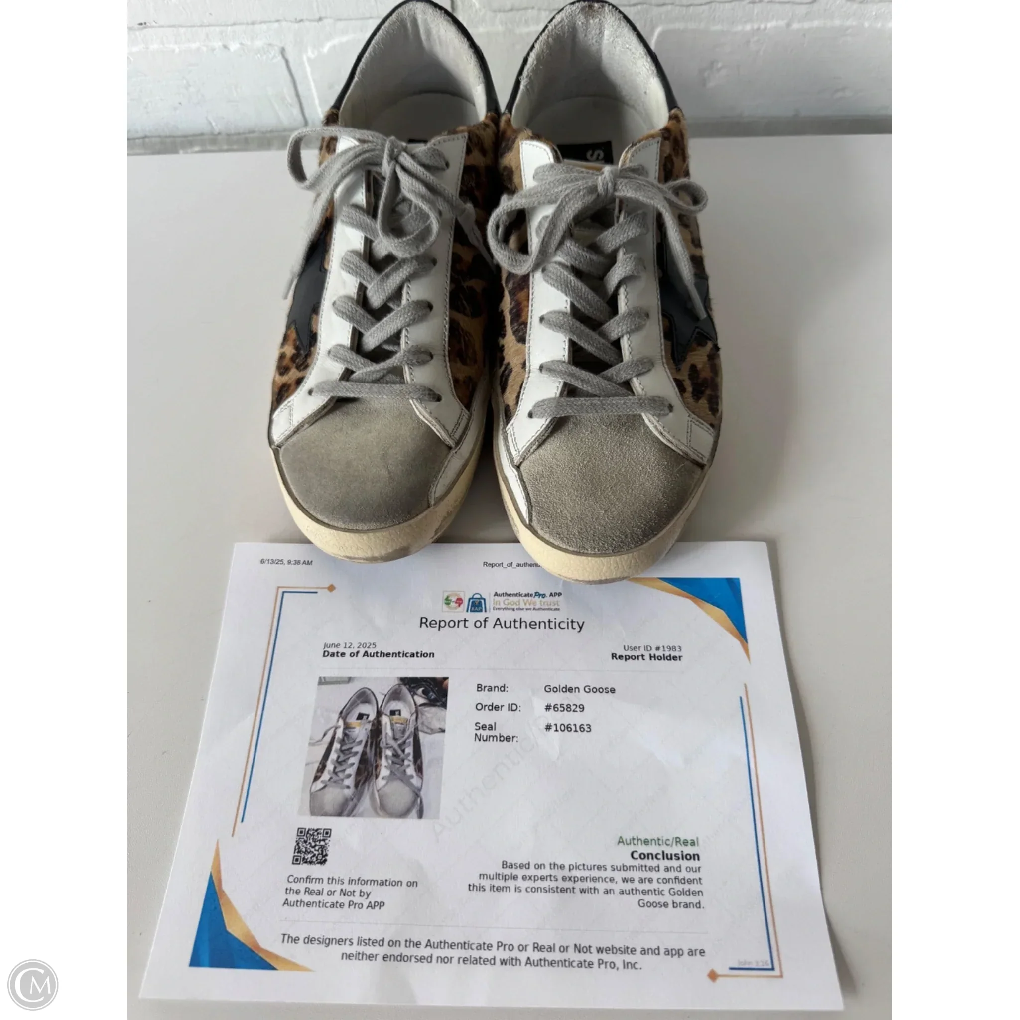 Shoes Luxury Designer By Golden Goose In Leopard Print, Size: 7.5